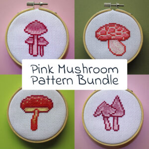 Pink Mushroom Cross Stitch Pattern Bundle | Cute Mushroom PDF Patterns