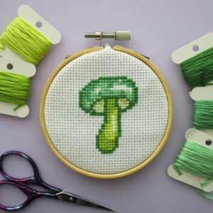 Parrot Waxcap Mushroom Cross Stitch Pattern PDF | Cute Mini Counted Cross Stitch