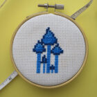 Sky Blue Mushroom Cross Stitch Pattern real photo