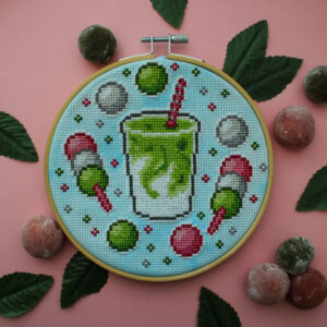 Matcha Latte and Mochi Cross Stitch Pattern - Downloadable PDF Pattern